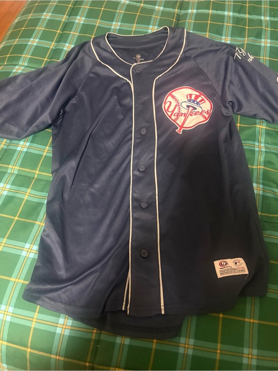 New York Yankees Other - Men's Navy Button-Front Yankees Jersey with White Piping